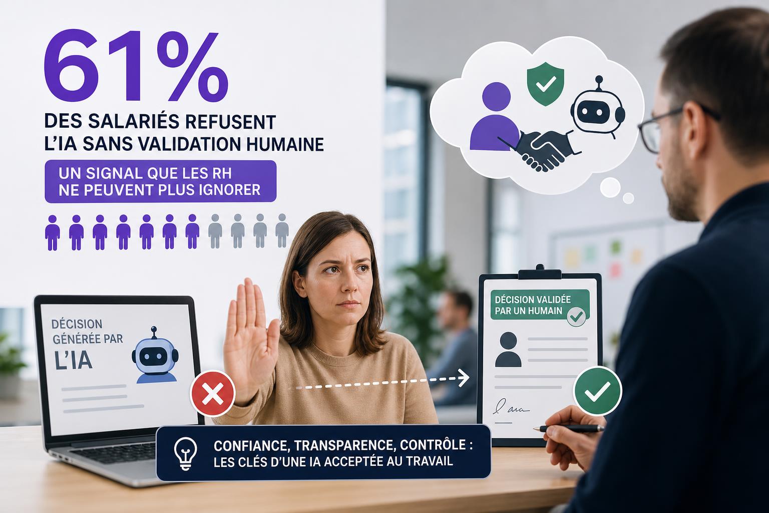 61 % des salariés refusent lIA sans validation humaine : un signal que les RH ne peuvent plus ignorer