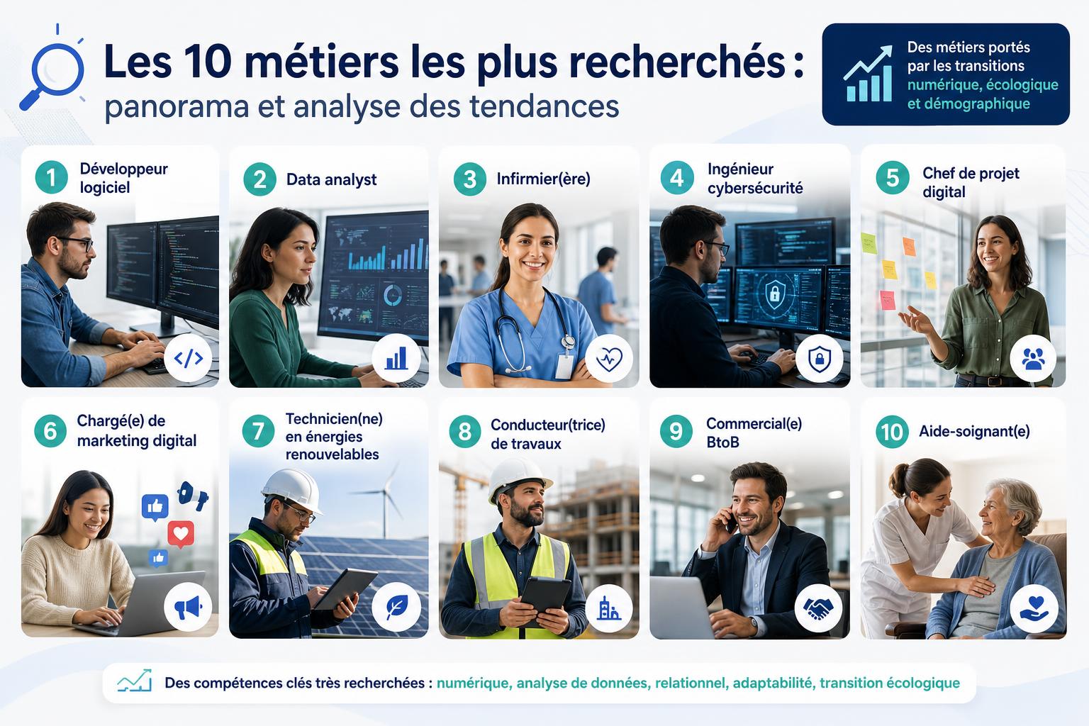 Les 10 métiers les plus recherchés : panorama et analyse des tendances