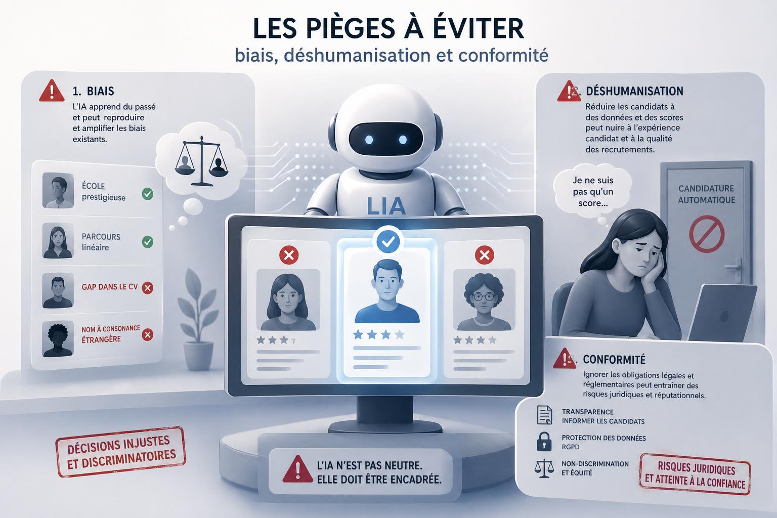Les pièges à éviter : biais, déshumanisation et conformité