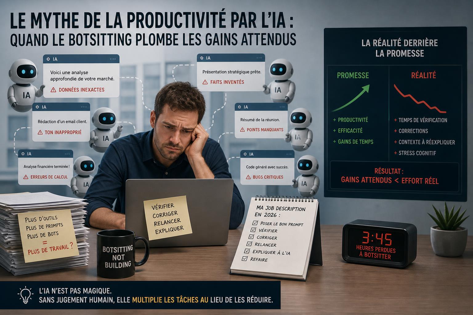Le mythe de la productivité par lIA : quand le botsitting plombe les gains attendus