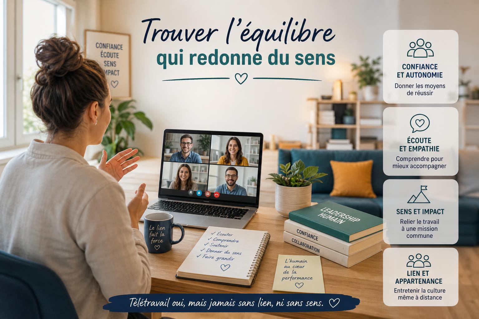 Télétravail et leadership humain : trouver léquilibre qui redonne du sens