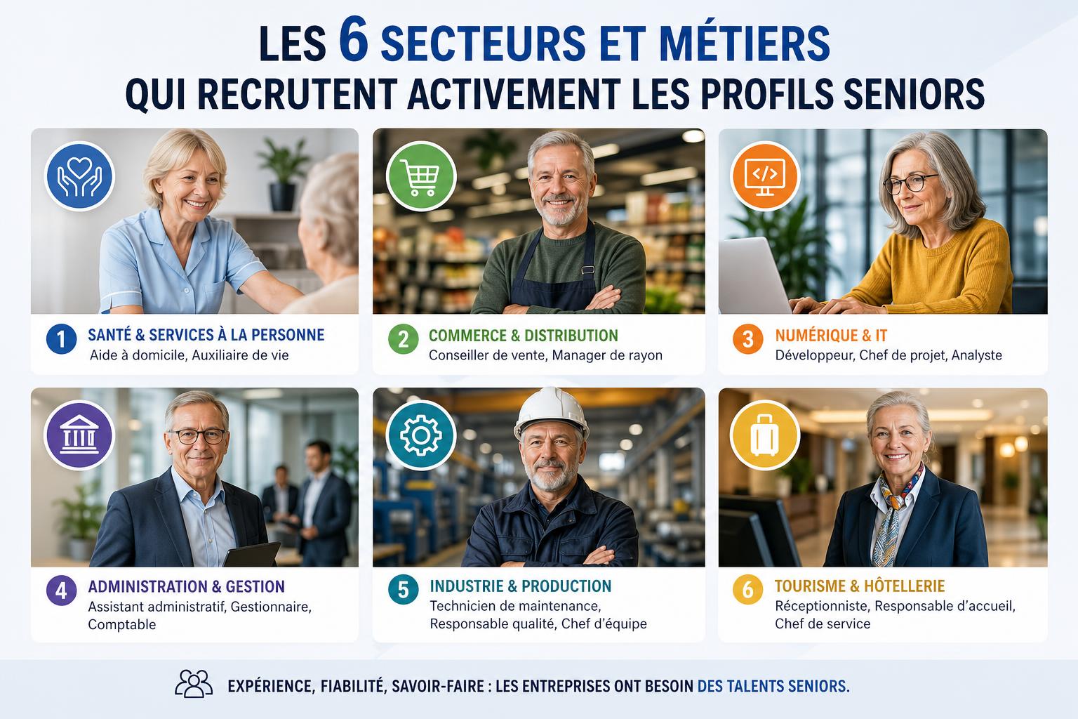 Les 6 secteurs et métiers qui recrutent activement les profils seniors