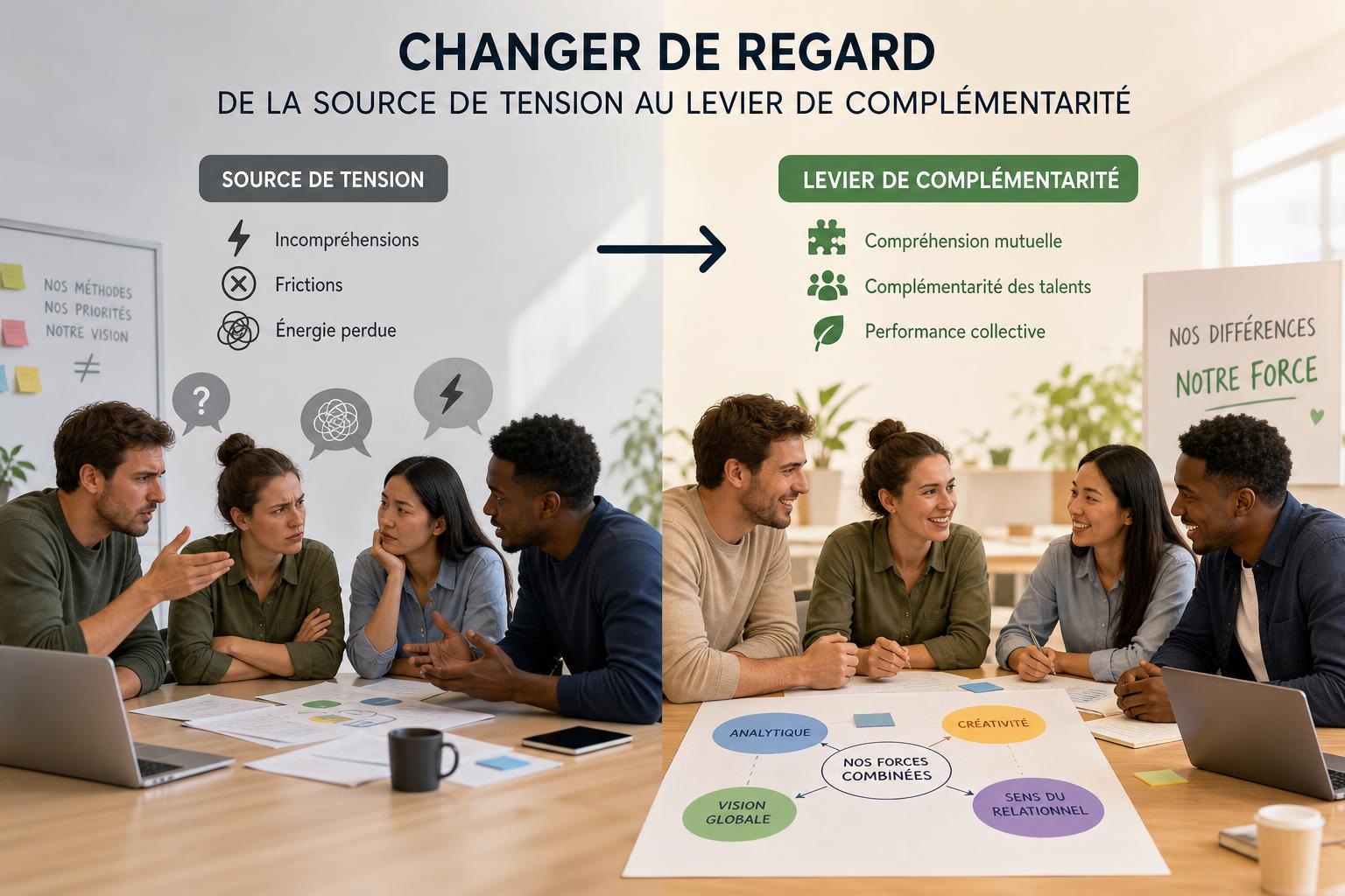 Changer de regard : de la source de tension au levier de complémentarité