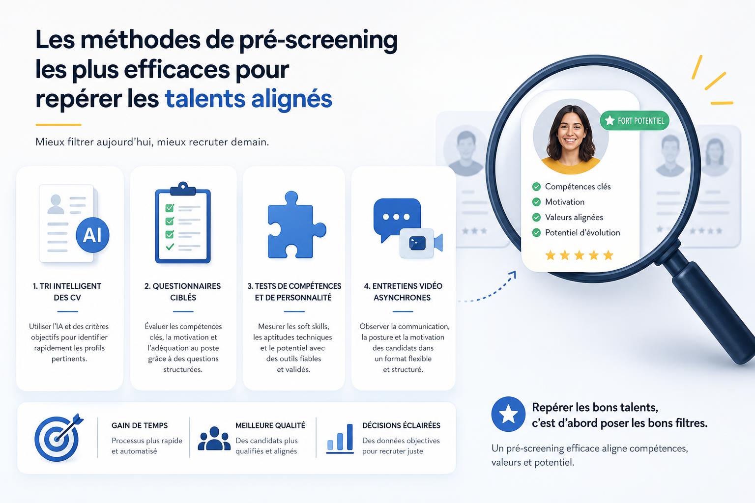 Les méthodes de pré-screening les plus efficaces pour repérer les talents alignés