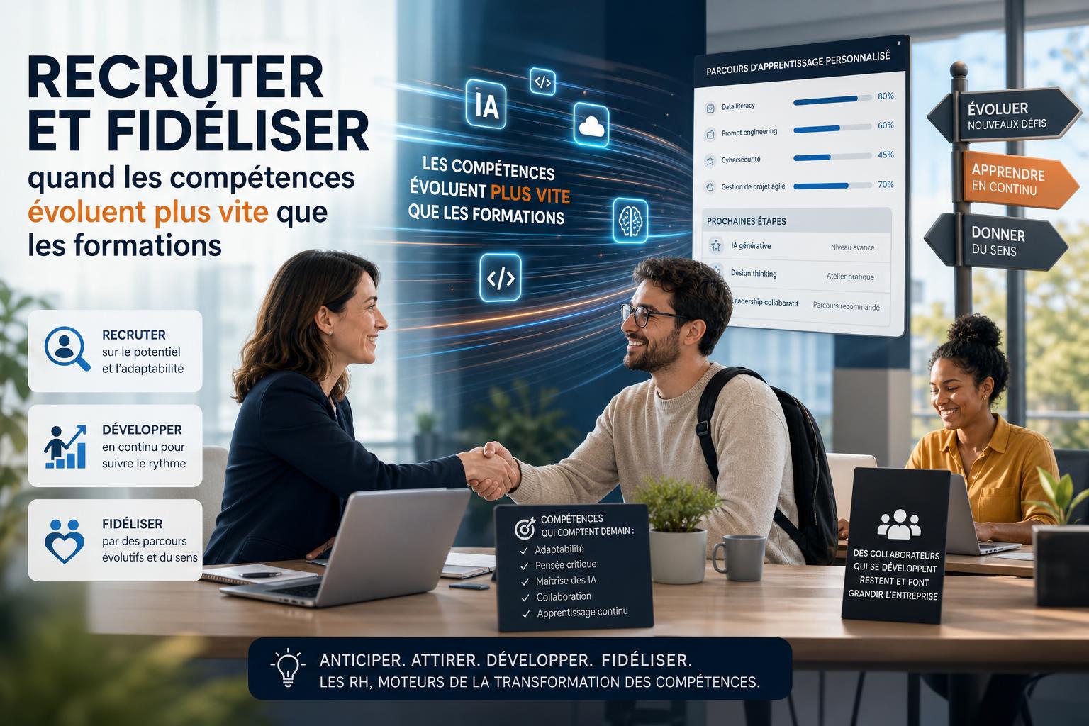 Recruter et fidéliser quand les compétences évoluent plus vite que les formations