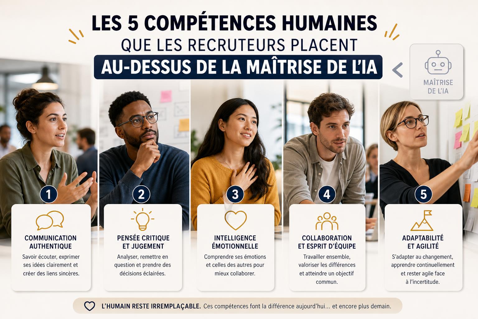 Les 5 compétences humaines que les recruteurs placent au-dessus de la maîtrise de lIA